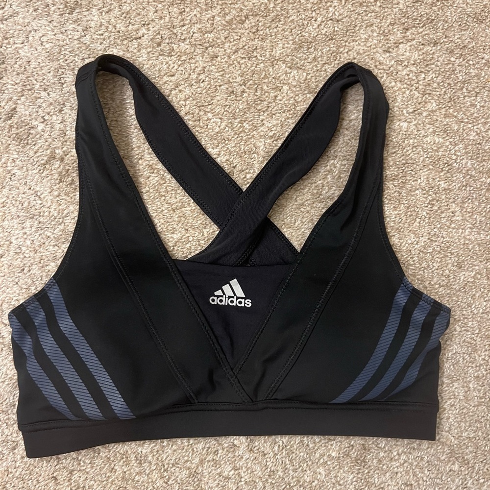 Adidas Black Racerback Sports Bra with Wide Straps